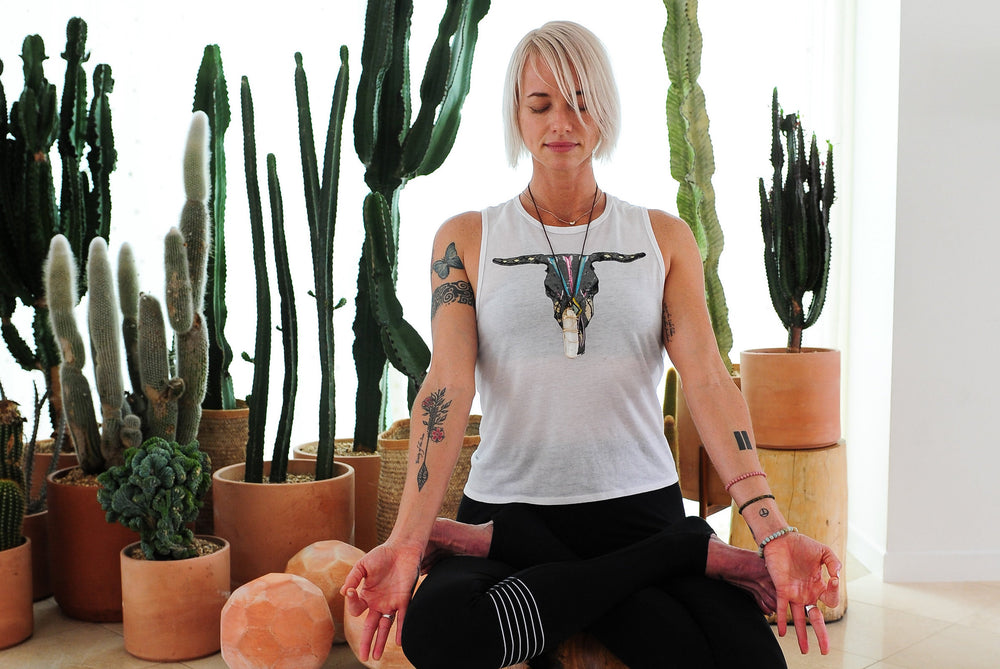 a woman doing yoga